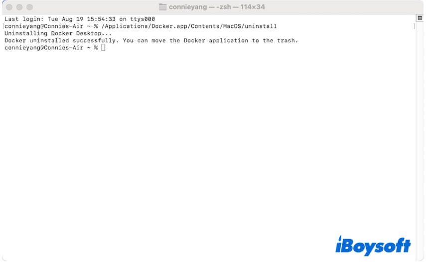 utilisez Terminal pour désinstaller Docker