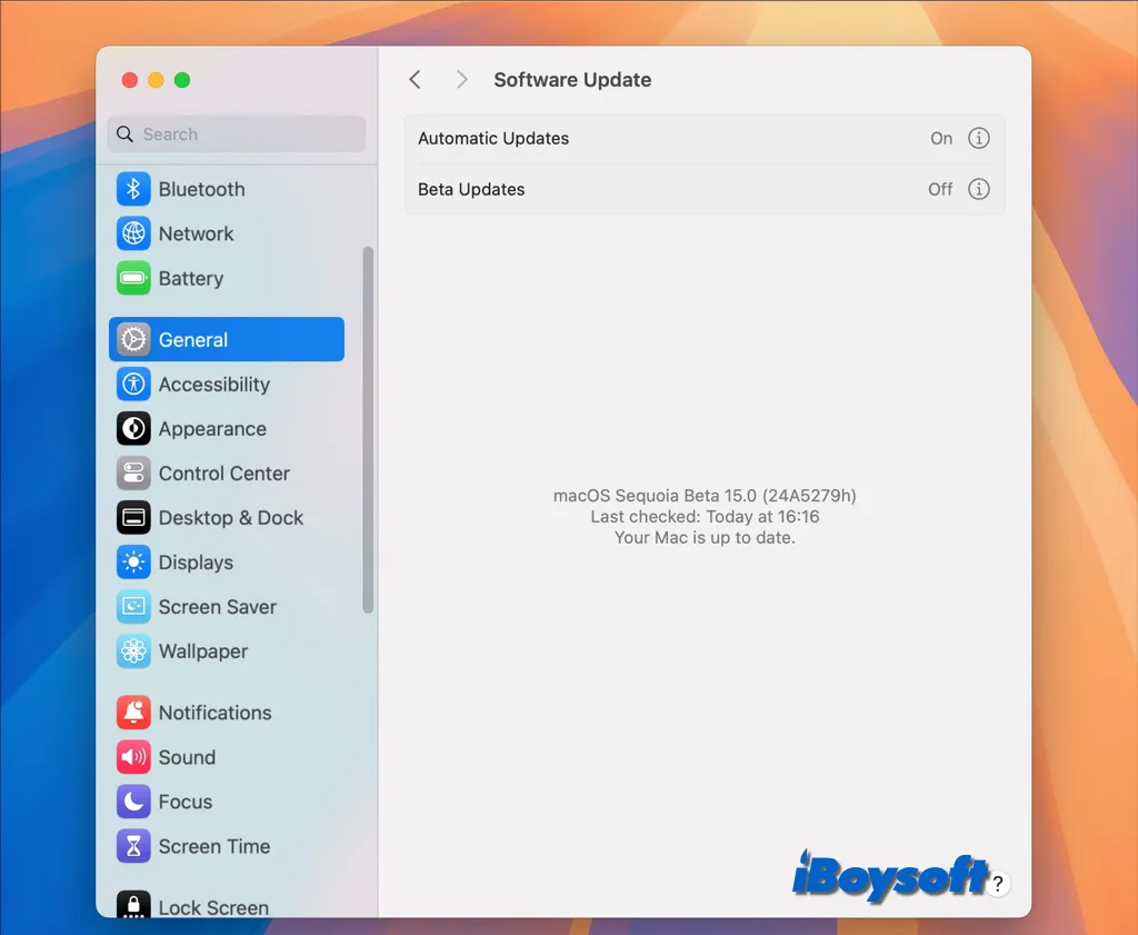 remover atualizações beta do MacOS