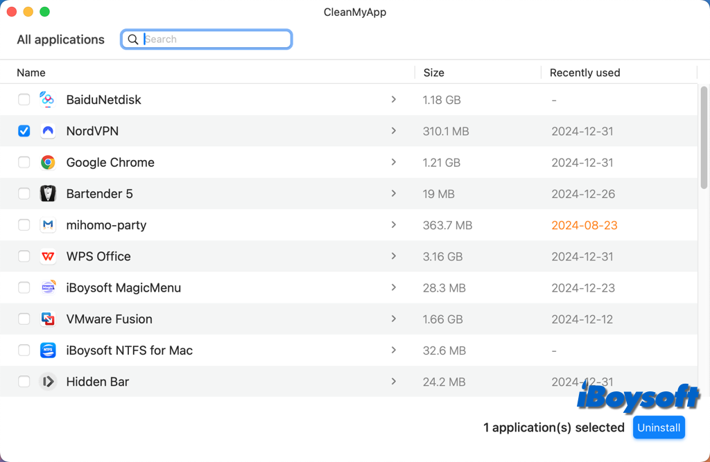 uninstall nordvpn cleanmyapp