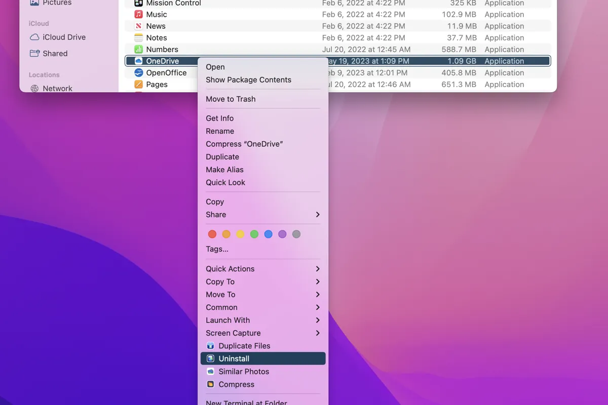 Uninstall OneDrive on Mac