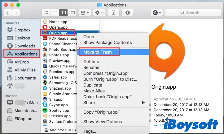 Manually Uninstall Origin on Mac with Finder