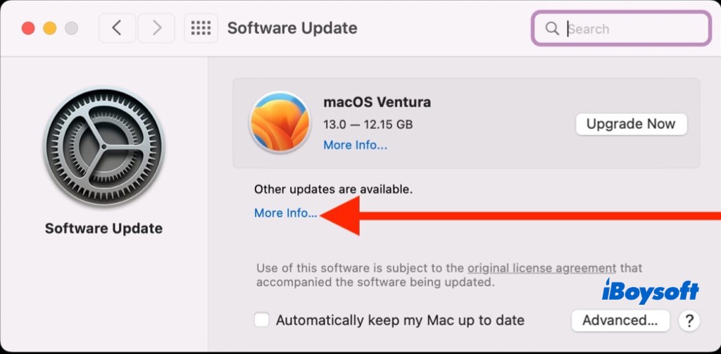 more info for macos updates