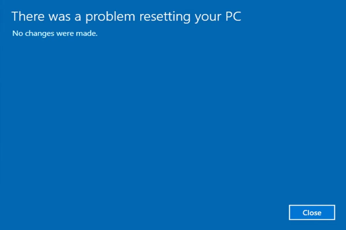 Windows 10 reset this PC not working