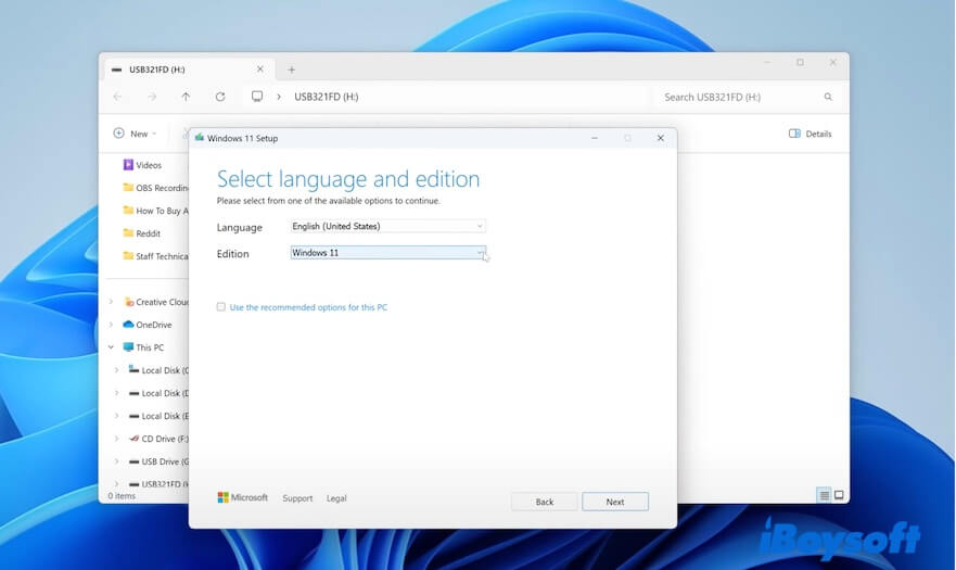 select language and edition for Windows 11