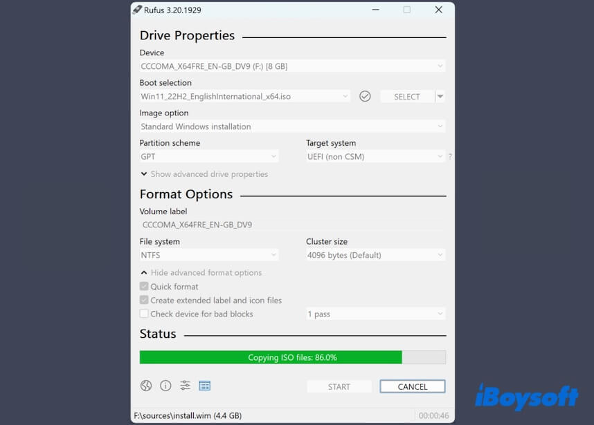 start creating Windows 11 bootable USB