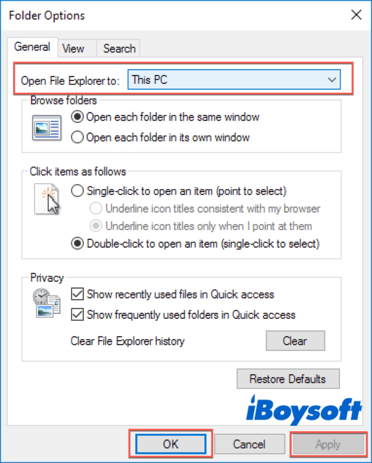 Change File Explorer settings