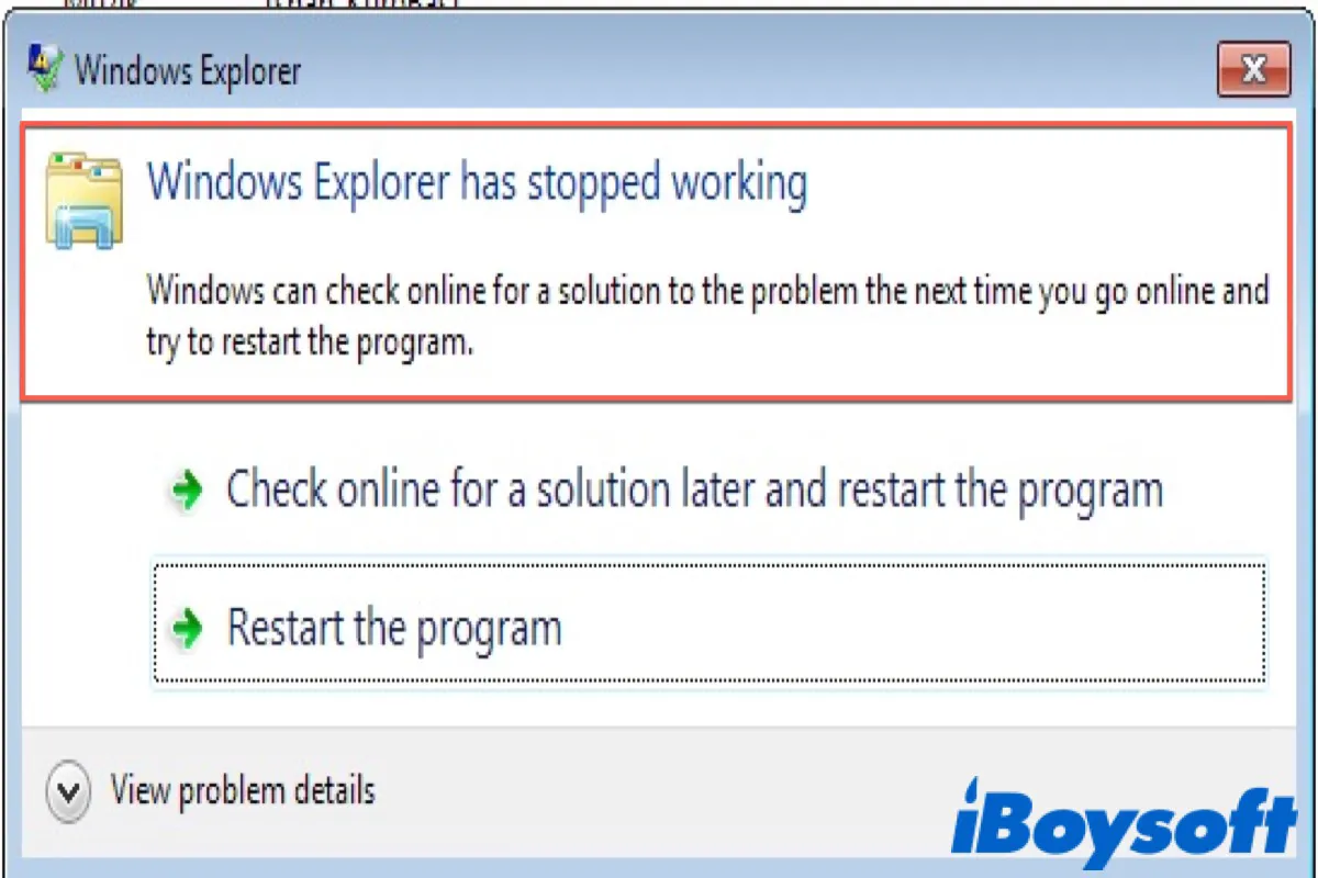 Windows File Explorer stürzt immer ab
