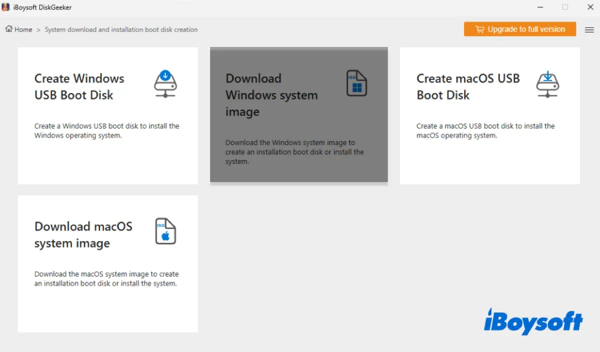 Descargar imagen del sistema de Windows