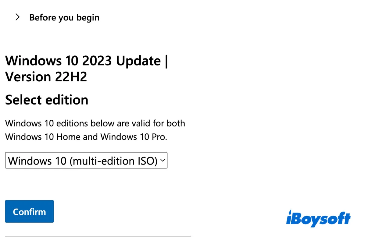 Choose Windows 10 ISO