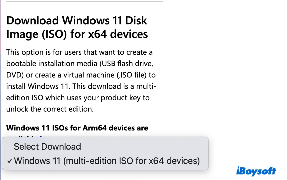 Choose Windows 11 ISO