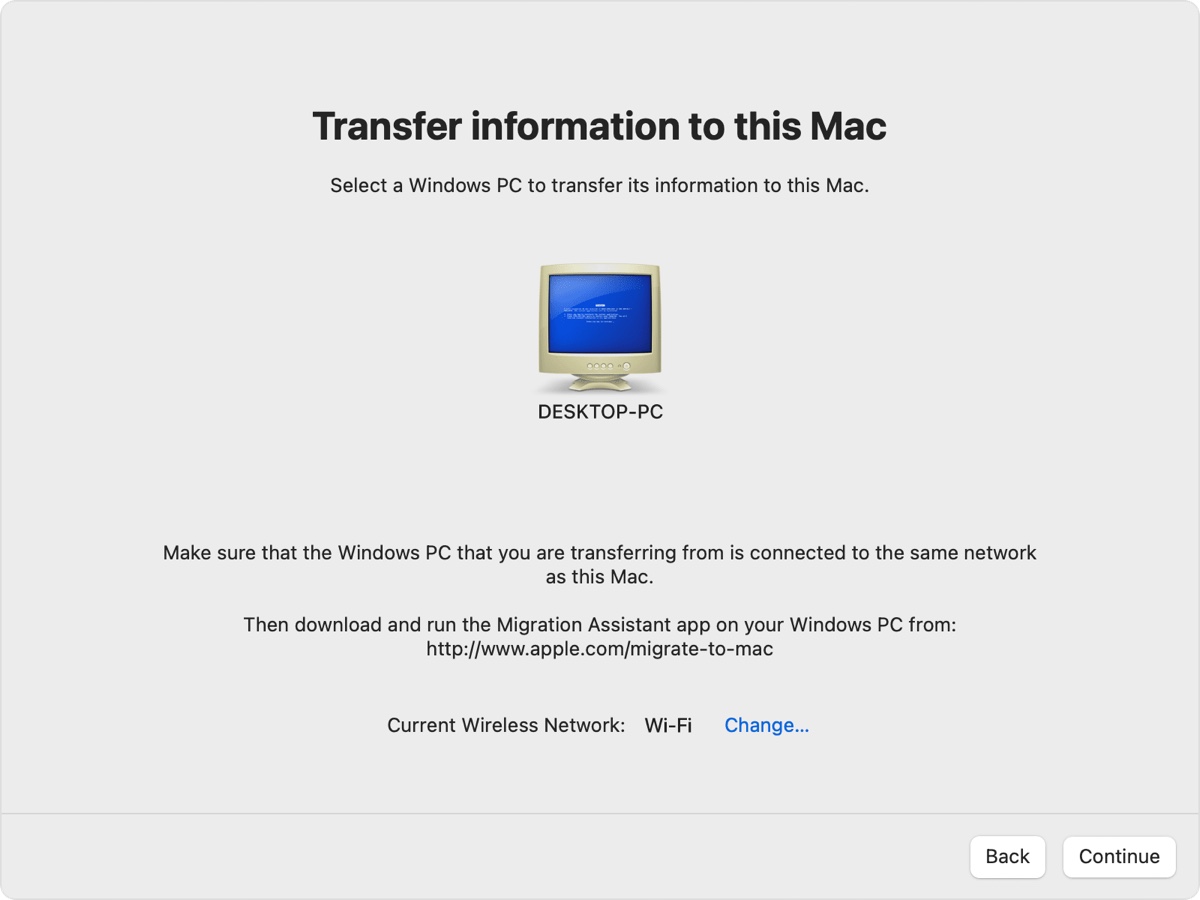 Select your Windows PC to connect it to your Mac