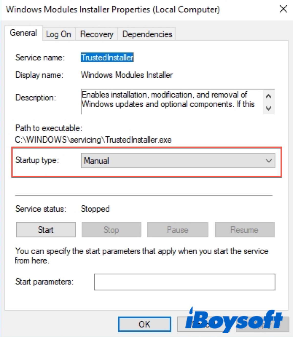 Habilitar el Instalador de Módulos de Windows