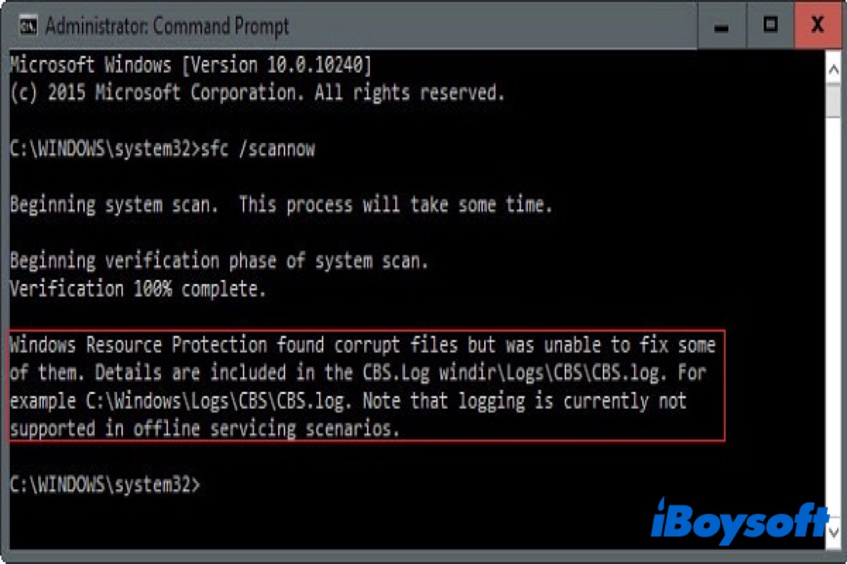 Windows Resource Protection found corrupt files
