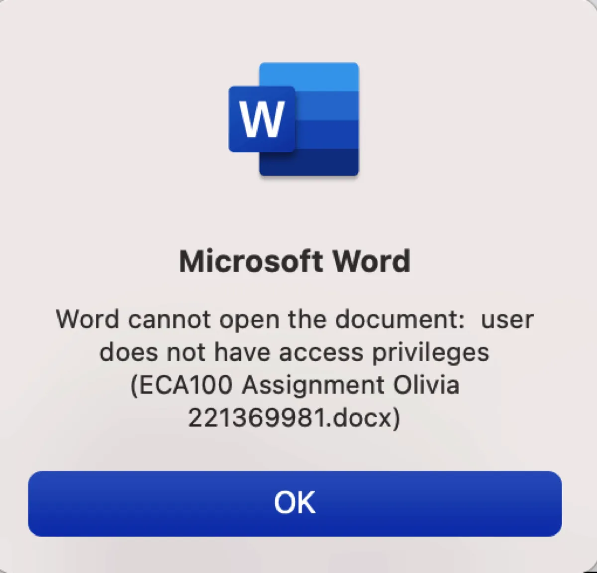 Fix Word User Does Not Have Access Privileges on Mac/Windows