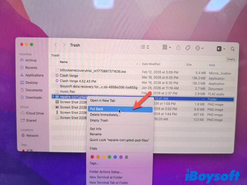 Dateien aus dem Papierkorb wiederherstellen