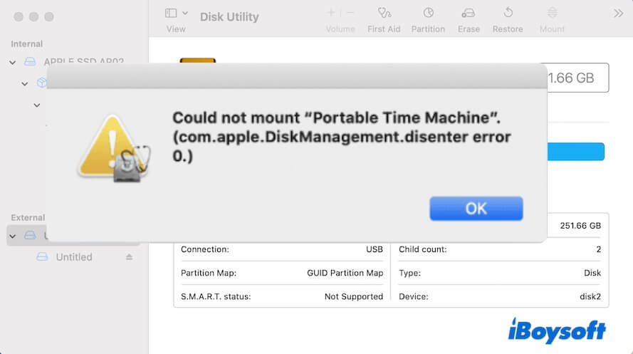 com.apple.diskmanagement.disenter error 0