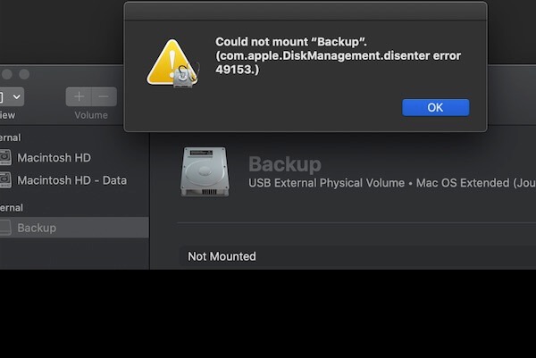 com apple disk management disenter error