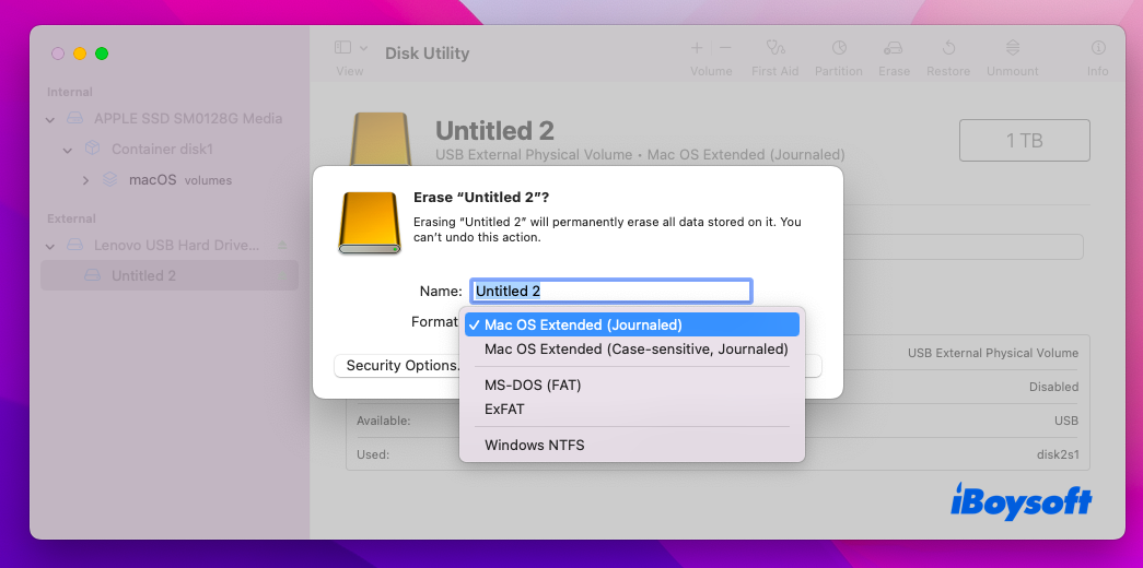 format to macOS Extended Journaled 