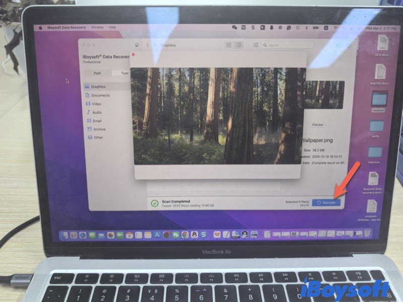 preview the result and recover.