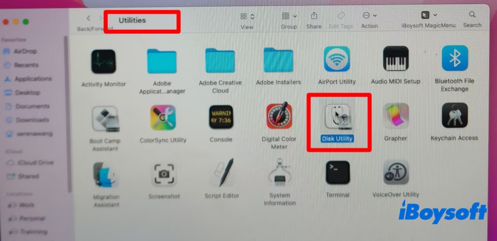 Festplattendienstprogramm im Finder öffnen