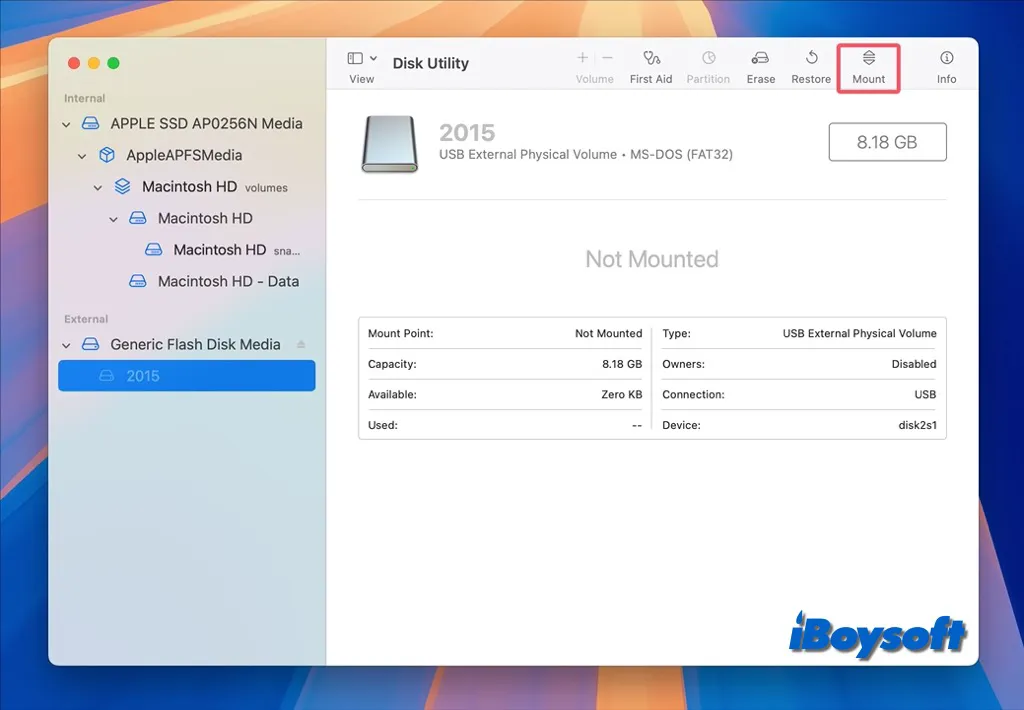 manually mount drive on mac