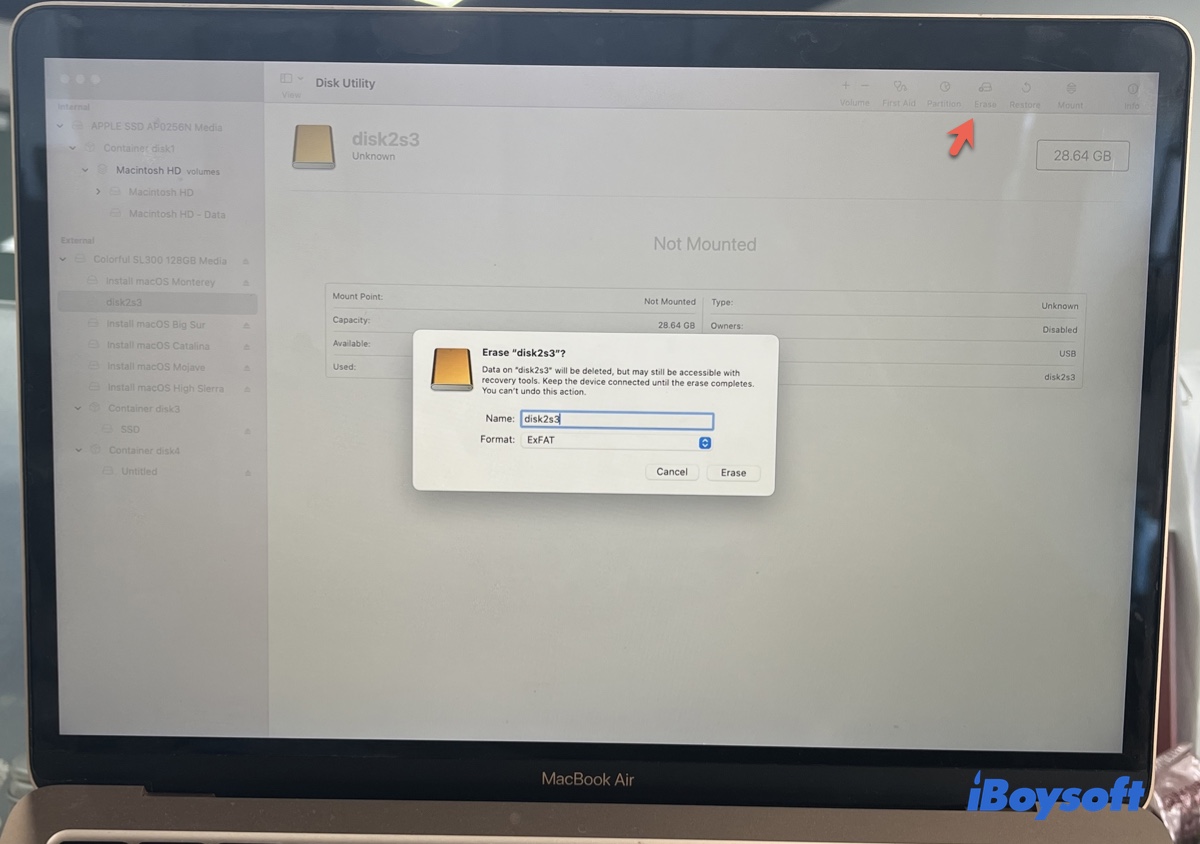 Reformat a grayed-out extenral partition in Disk Utility