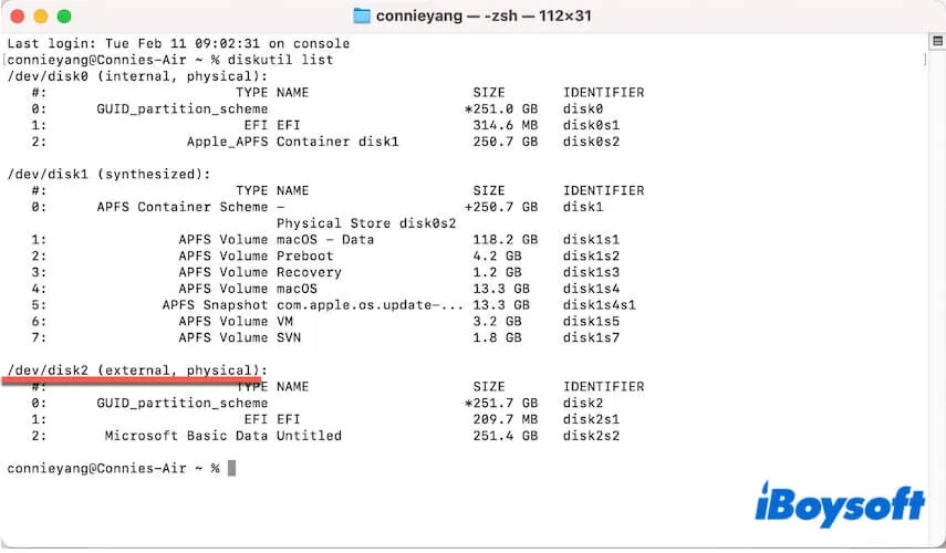 use Terminal to recognize external drive on Mac