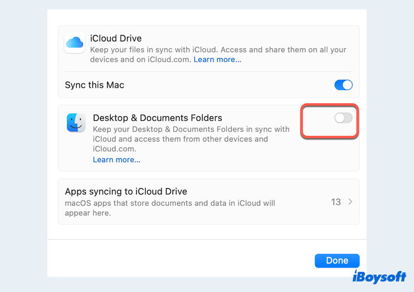 Vérifier les paramètres d'iCloud Drive