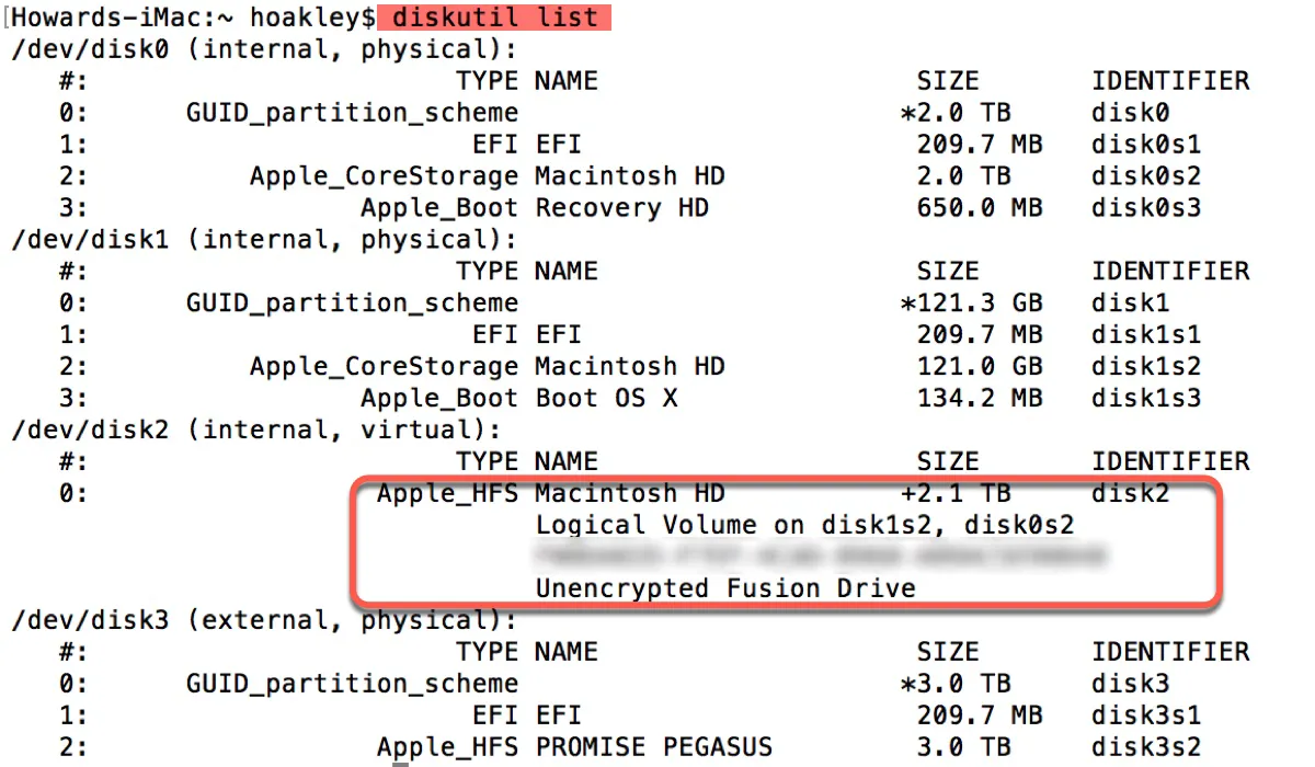 Check if your Fusion Drive is split in Terminal