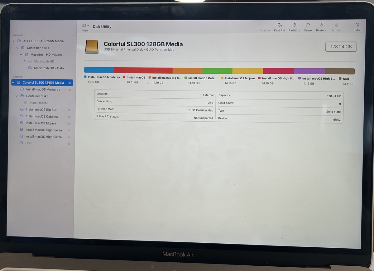 Disk Utility Physical Device level