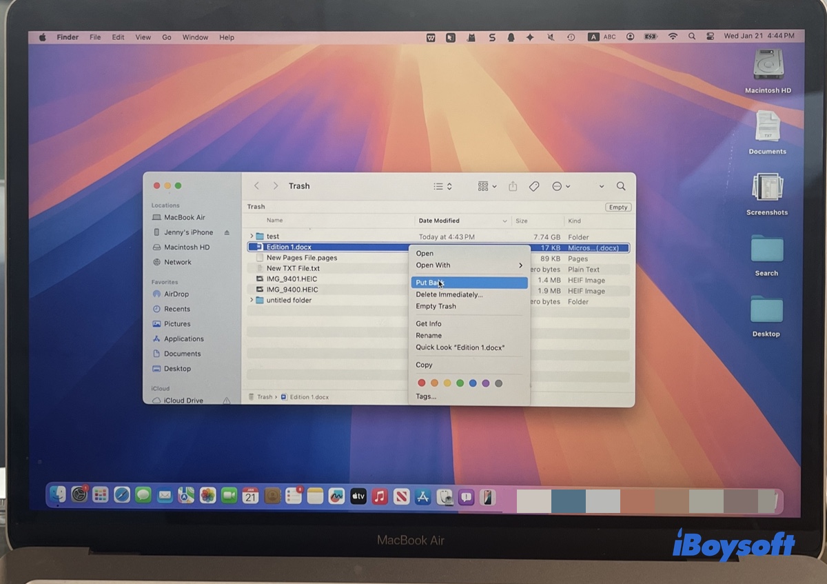 Gelöschte Word-Dokumente aus dem Papierkorb auf dem Mac wiederherstellen