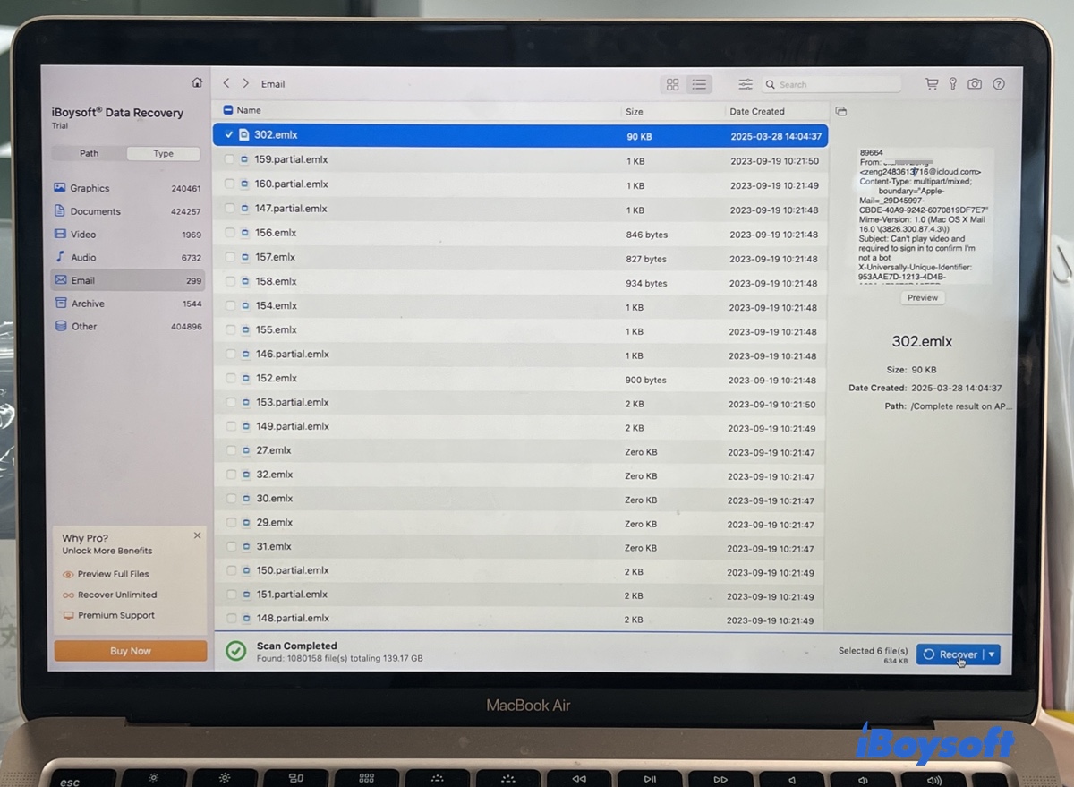 Recover deleted emails on Mac