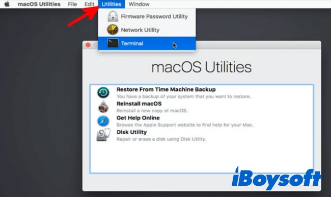 lanzar Terminal en el Modo de Recuperación de macOS