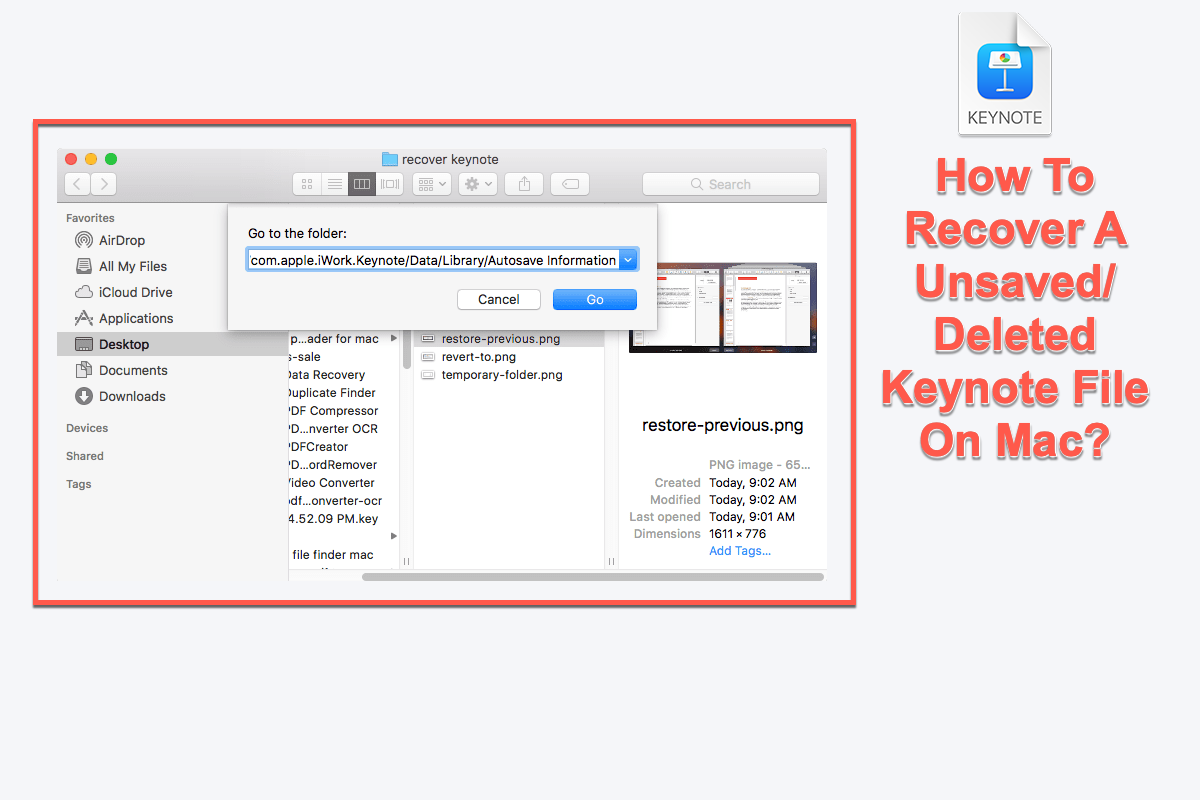 Mac上のKeynoteファイルを復元する方法
