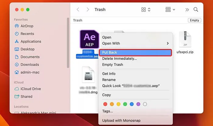 how to recover unsaved or lost Adobe After Effects files on Mac