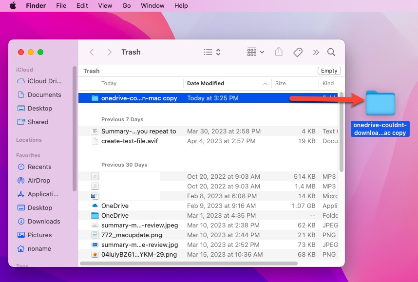 How to restore deleted files from iCloud Drive via Mac Trash