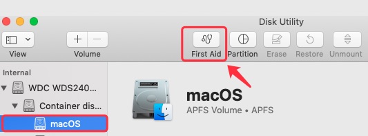 use First Aid in Disk Utility to fix disk issues
