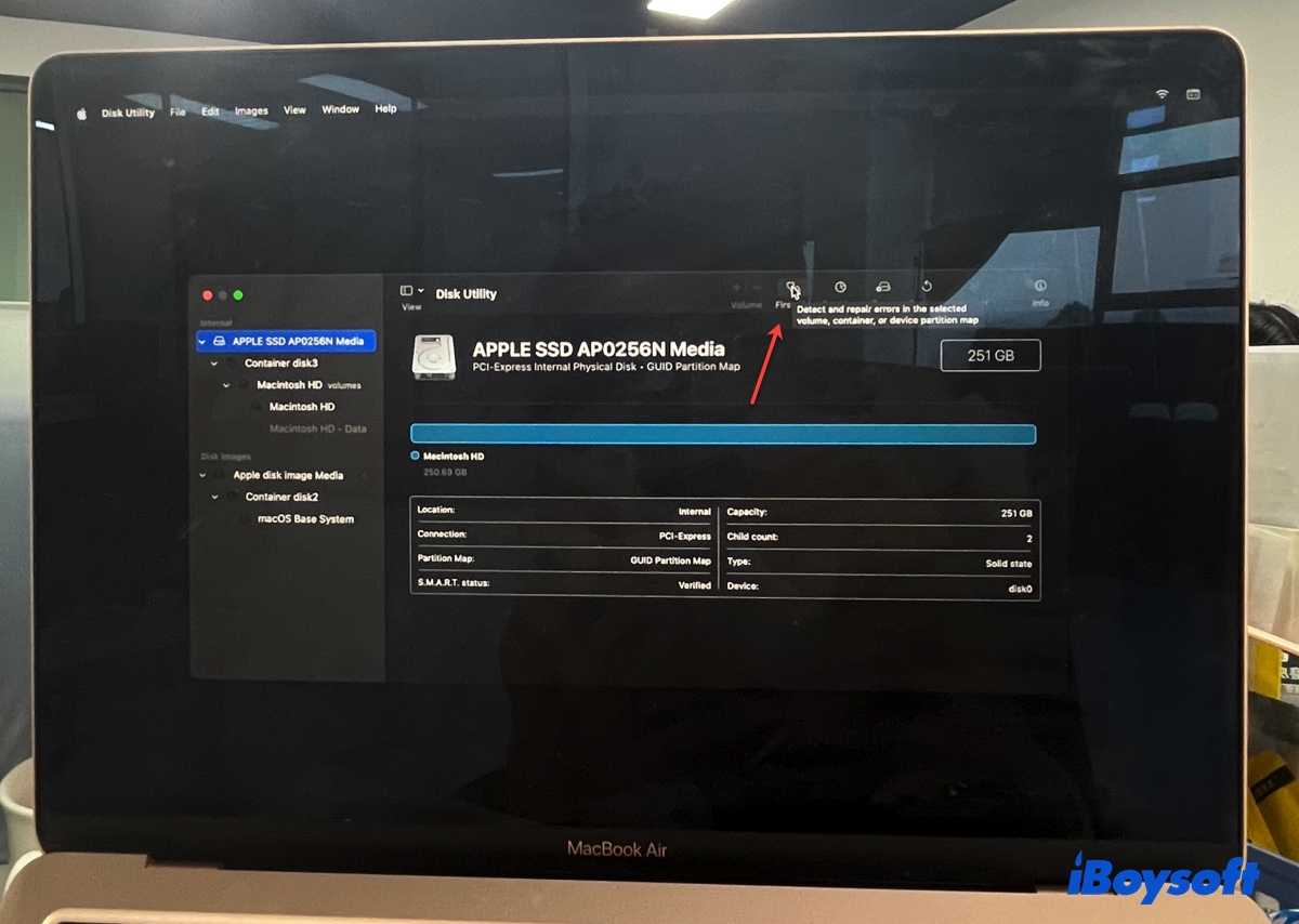 Recovery モードで First Aid でスタートアップディスクを修復