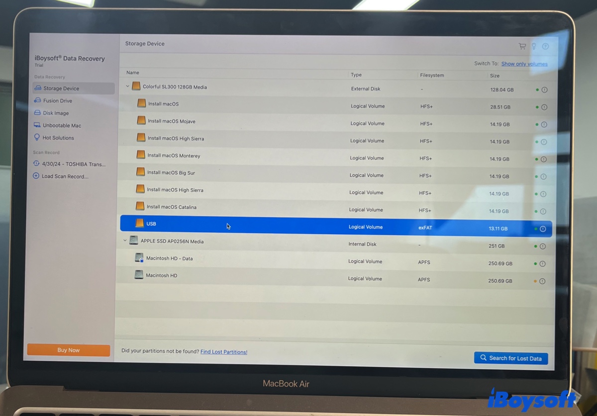 Mac で認識されない外部ハードドライブをスキャン