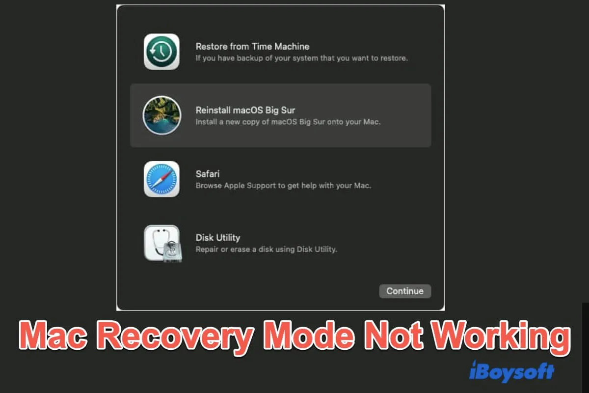 Mac Recovery Modeが機能しない