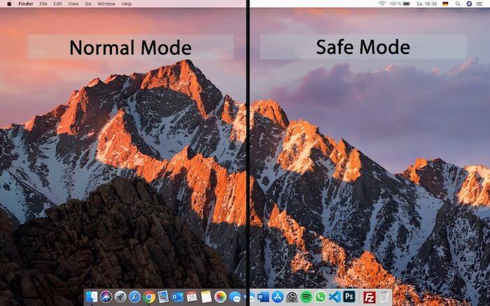 Mac Safe Mode desktop looks like