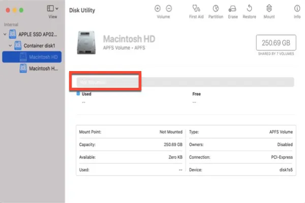 Fix Macintosh HD greyed out in Disk Utility