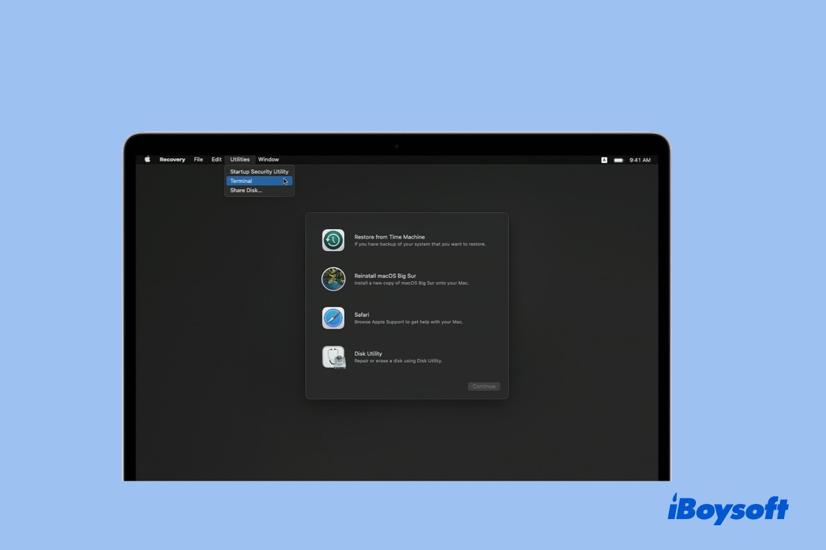 mac os recovery mode terminal