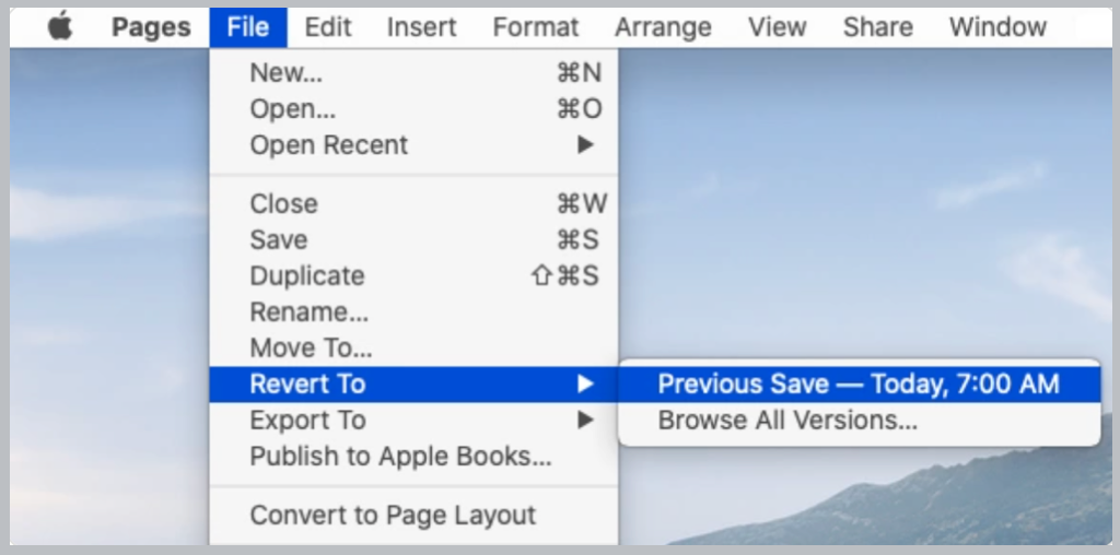 revert to option in pages