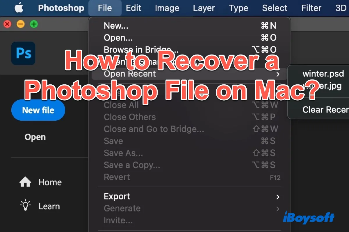 how to recover a photoshop file  on Mac