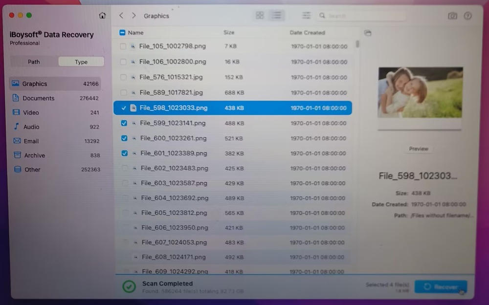 Dosyaları kurtarmak için Recovery'yi tıklayın