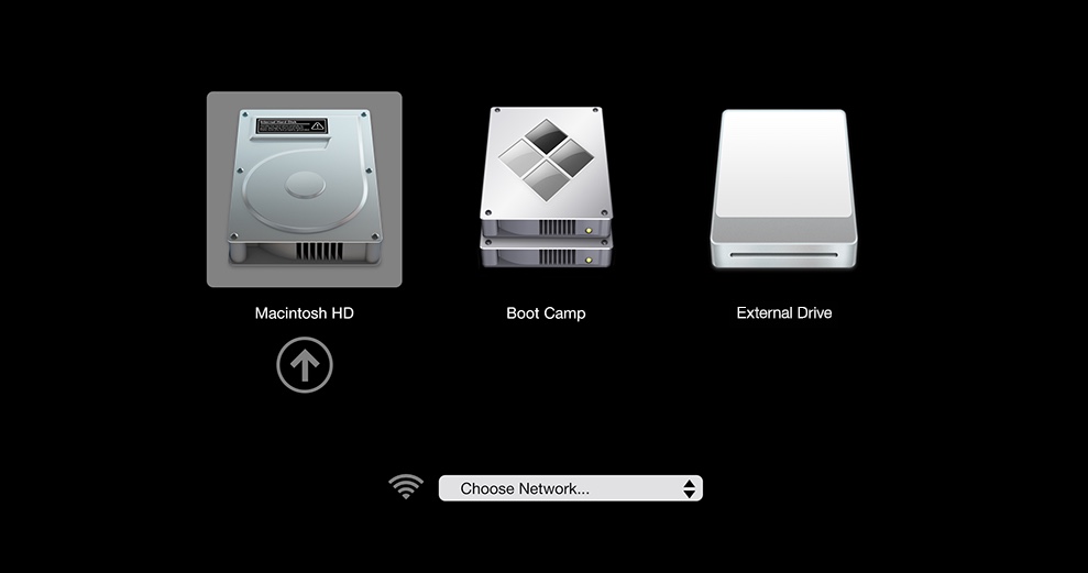 Select the bootable external drive as the startup disk