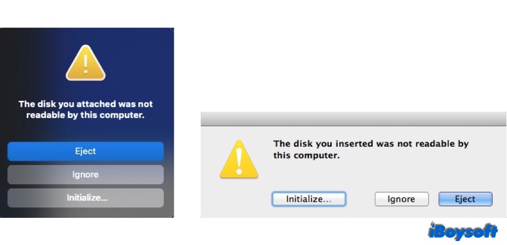 unreadable disk on Mac