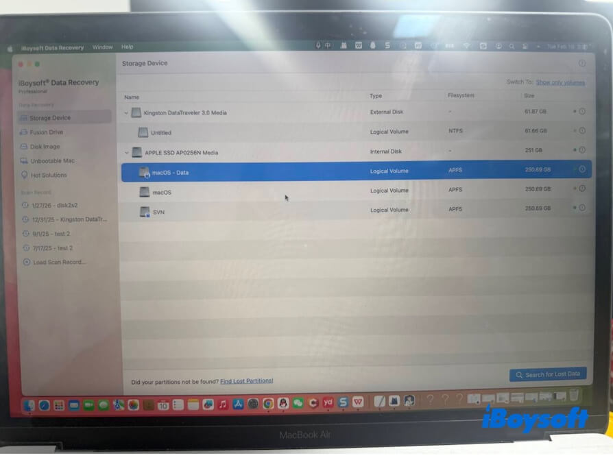 search for lost data on Mac