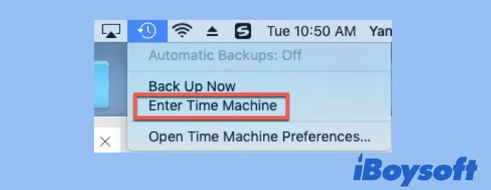 Recover deleted files with Time Machine backup